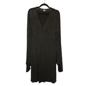 VENUS Black and White Polka Dot Long Sleeve Dress